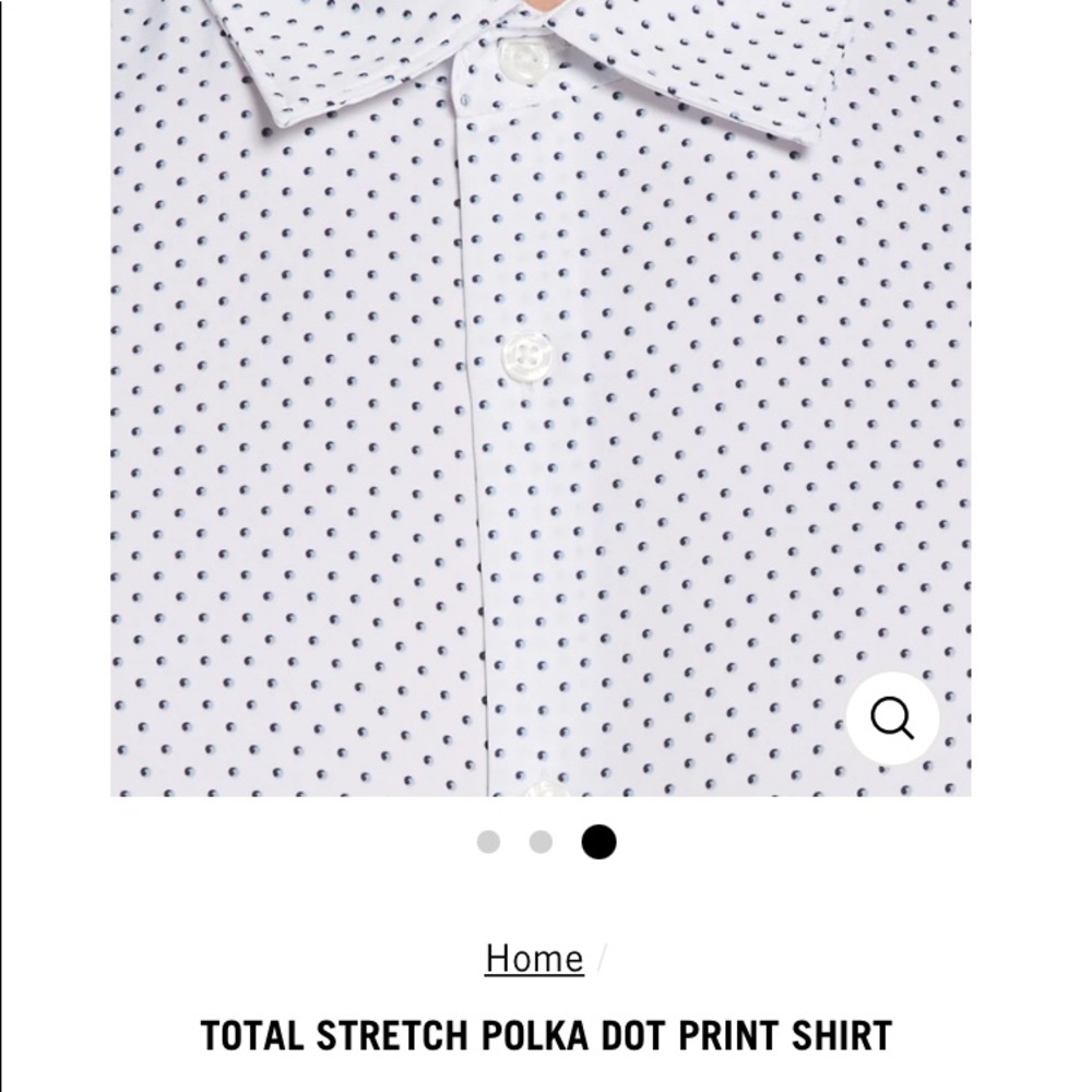 Mens white with blue dots dress shirt